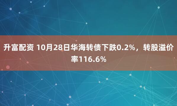升富配资 10月28日华海转债下跌0.2%，转股溢价率116.6%